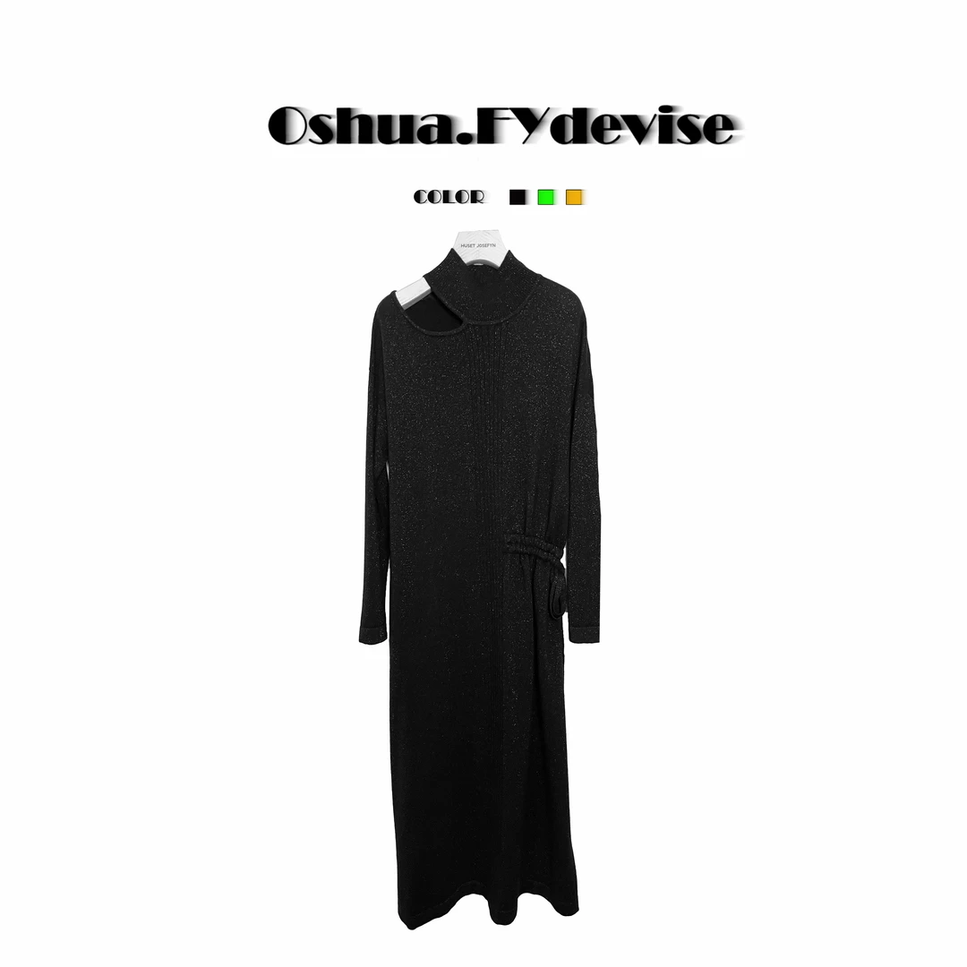 Oshua/欧诗嬅定制澳洲美丽诺羊毛时尚重工奢华针织连衣裙25145