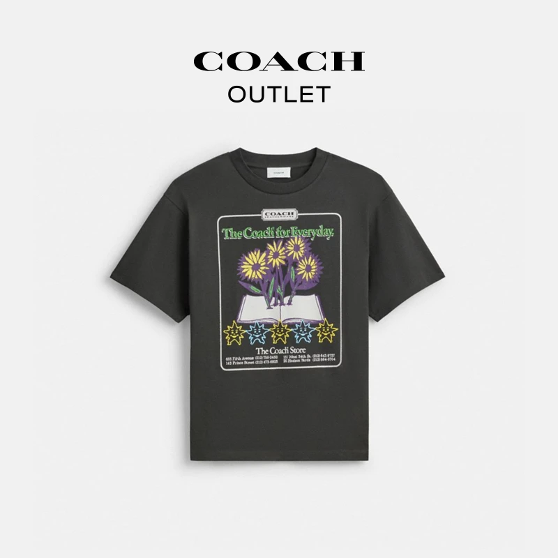 【新品】COACH/蔻驰奥莱 棉质COLLAGE FLOWER图案休闲T恤