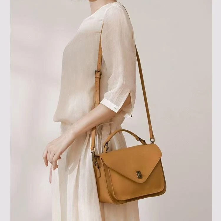 头层树膏植鞣牛皮时尚百搭单肩斜挎邮差包2039