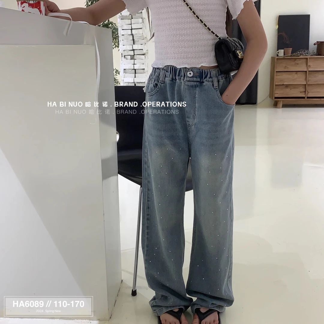男女童加绒2024秋冬季裤子牛仔裤