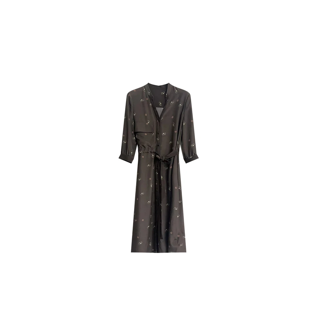 【03双绉印花】新款桑蚕丝时尚连衣裙 MH-L3153