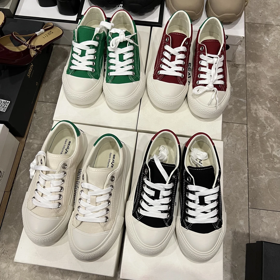 【壁虎姐】2025夏季新款 韩版休闲低帮厚底帆布鞋