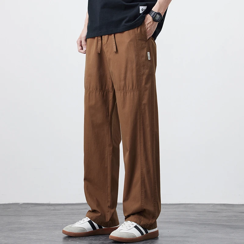 Kuvine2025夏季新款宽松直筒户外百搭纯棉美式复古男装休闲裤子潮
