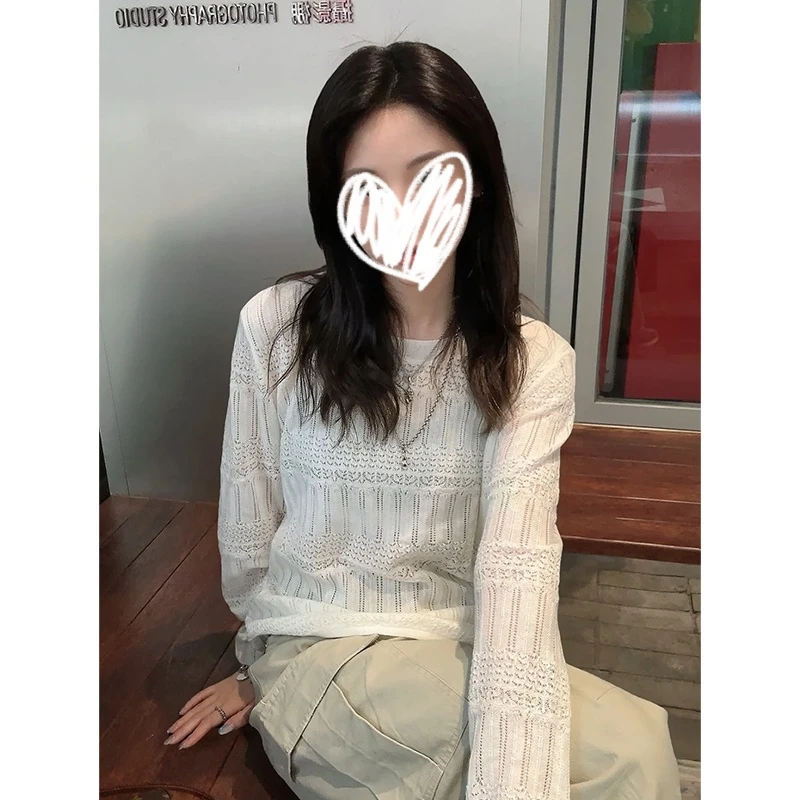 女生韩系ins衣服镂空性感T恤女装秋季防晒罩衫宽松显瘦百搭上衣潮