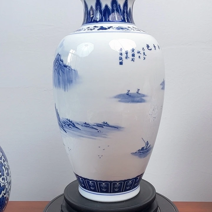 摆件5**8青花江南色秀山水