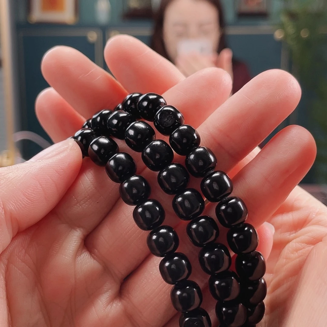 和田玉项链未镶嵌踹**头黑青108卡7.8老型