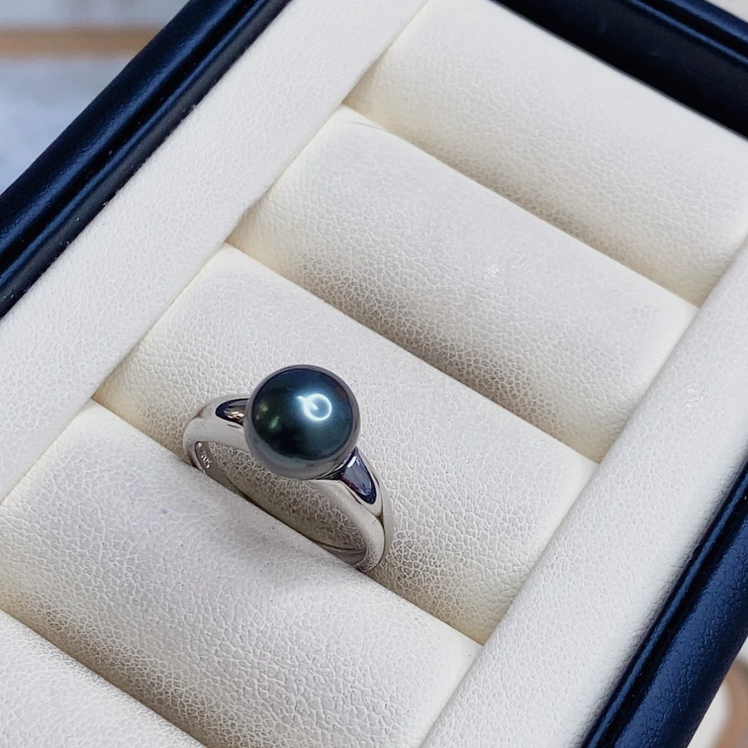 海水珍珠戒圈银S925镶嵌心**宣