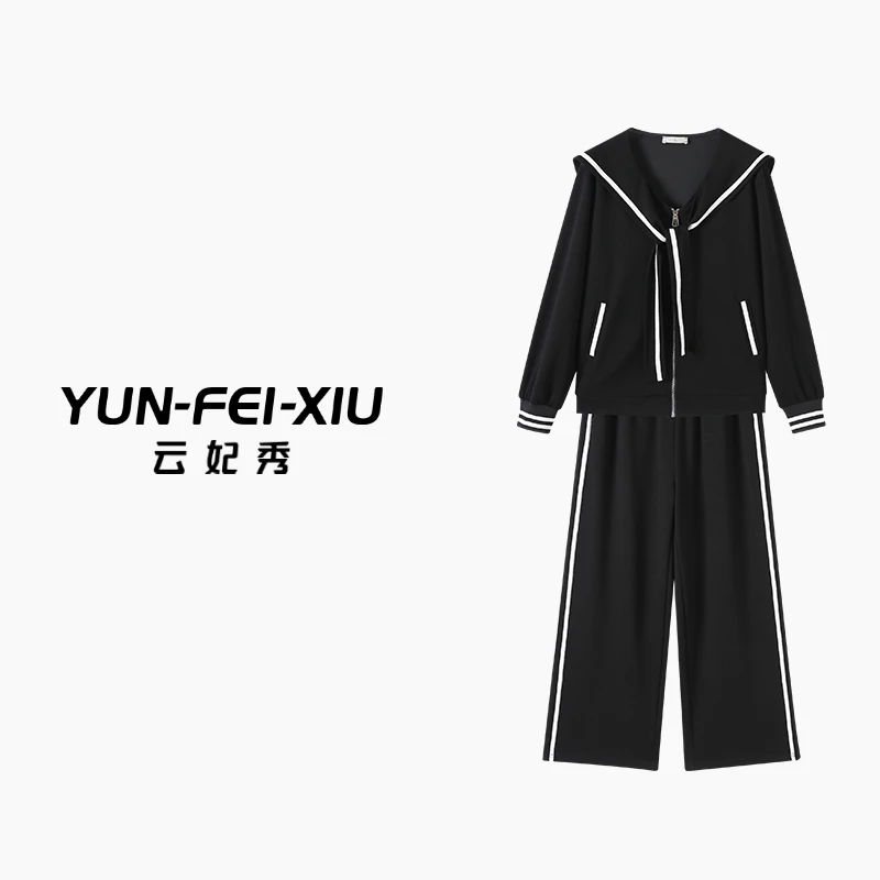 云妃秀大码女装套装宽松显瘦遮肉胖妹妹上衣裤子两件套秋66008AB