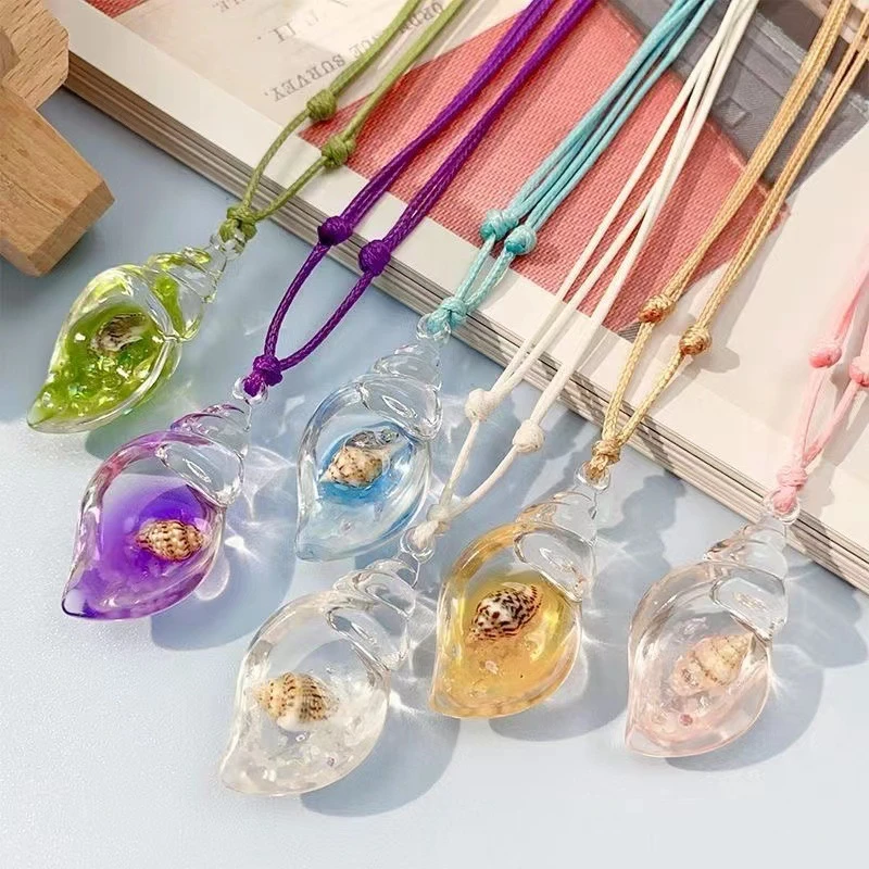 新款夜光树脂海螺diy项链耳饰包包挂饰吊坠海