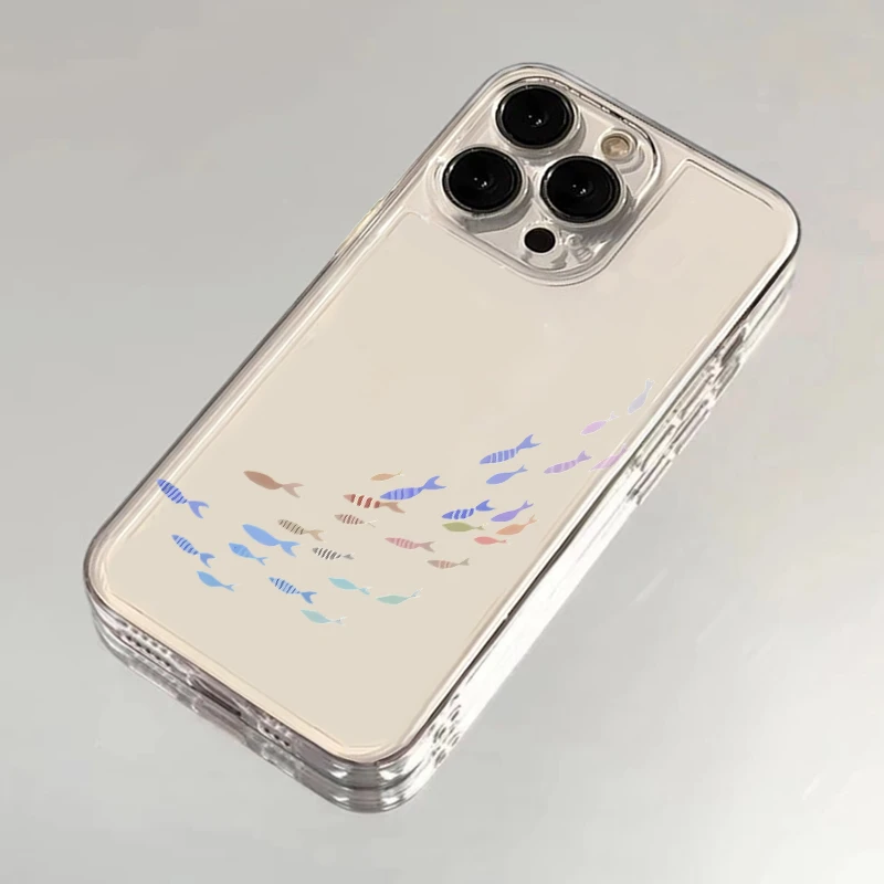 欧克里里彩色鱼群适用iPhone16/15/17手机壳华为vivo小米14oppo套