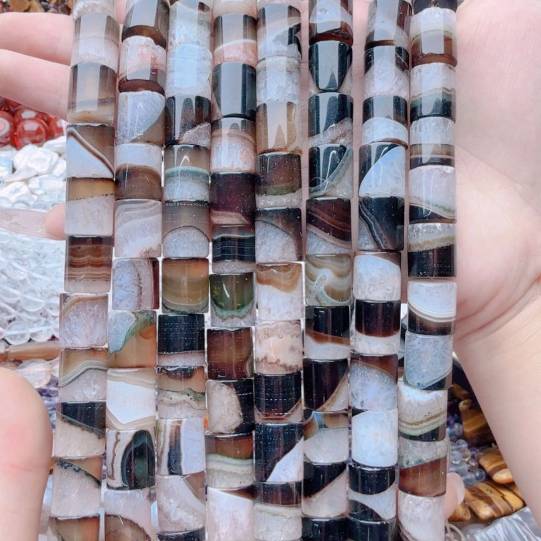 玛瑙/玉髓珠宝半成品未镶嵌晶体玛瑙一条卡12*13