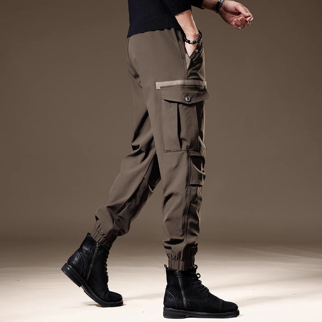 高端男士户外工装休闲裤子宽松大码春秋新款运动哈伦冲锋束脚裤