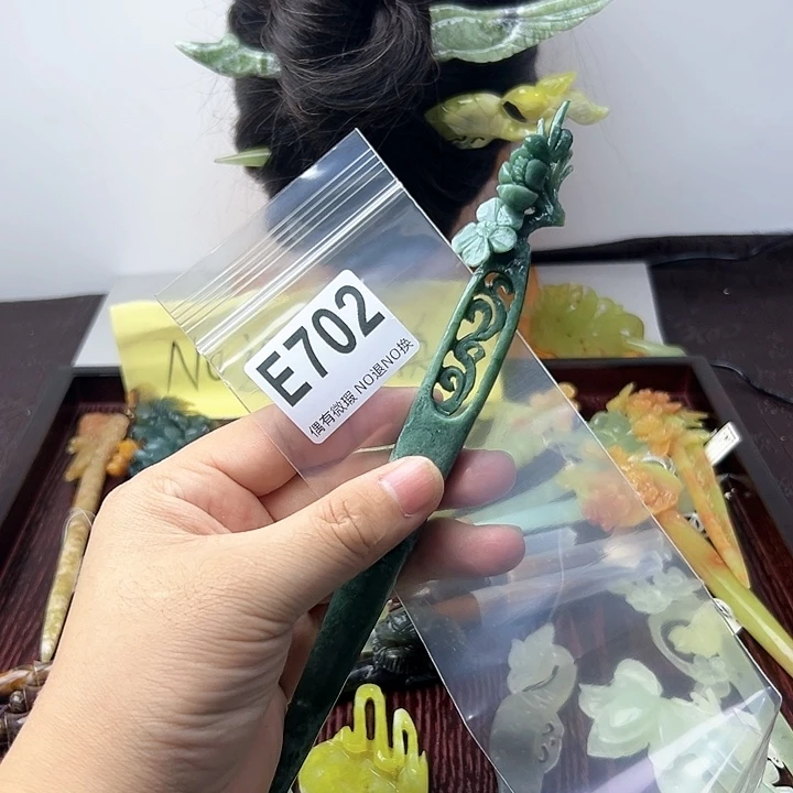 蛇纹石玉发饰合金冷***夜