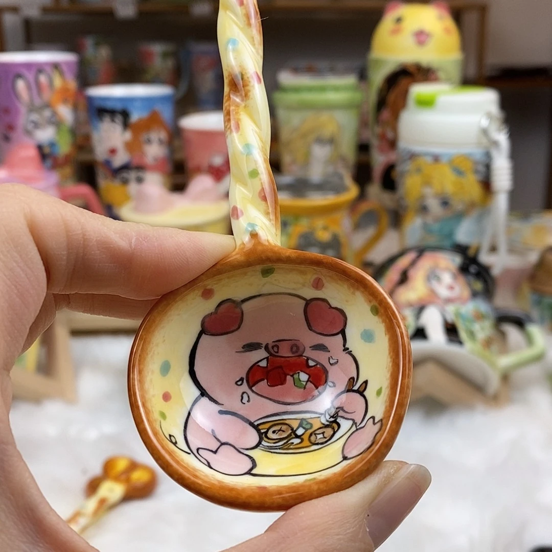 娜***窝瓷片董董文创手绘陶瓷