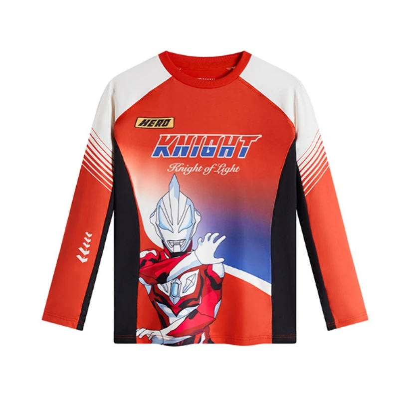 安踏儿童男小童针织长袖衫2025春新款舒适亲肤儿童运动长袖奥特曼