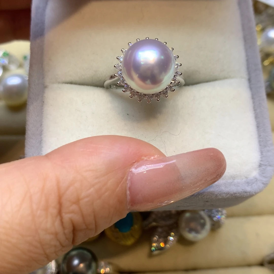 银S925镶嵌戒指海水珍珠