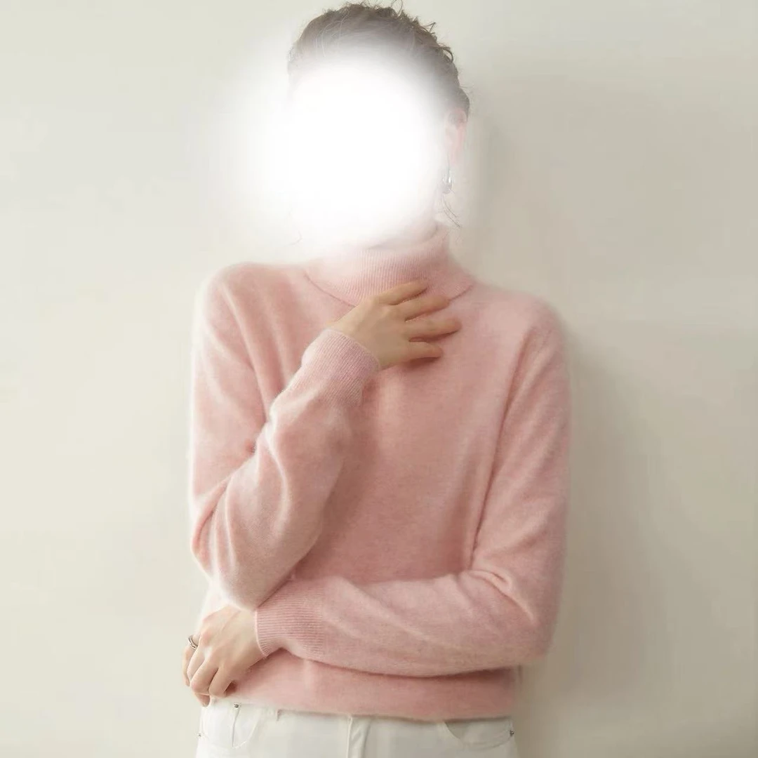 T1175 星落粉 韩系秋冬针织高领套头毛衣女