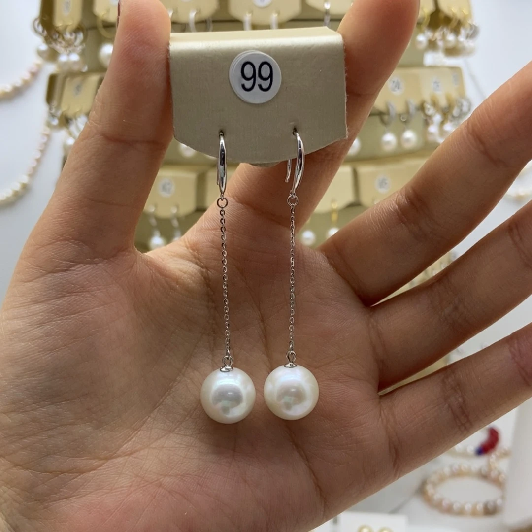 淡水珍珠耳饰银S925镶嵌12