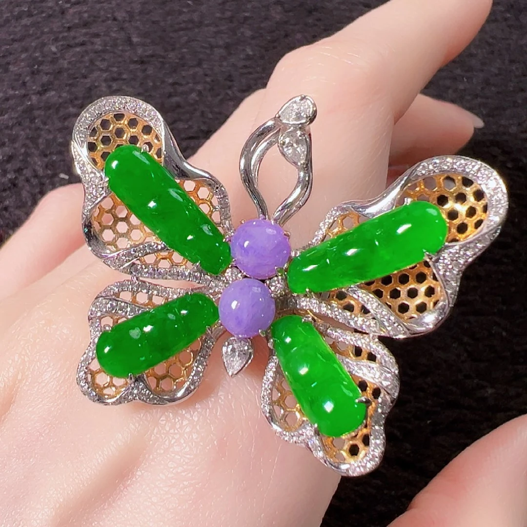 翡翠18K金镶嵌戒指签收后24小时鉴赏期，过时不退