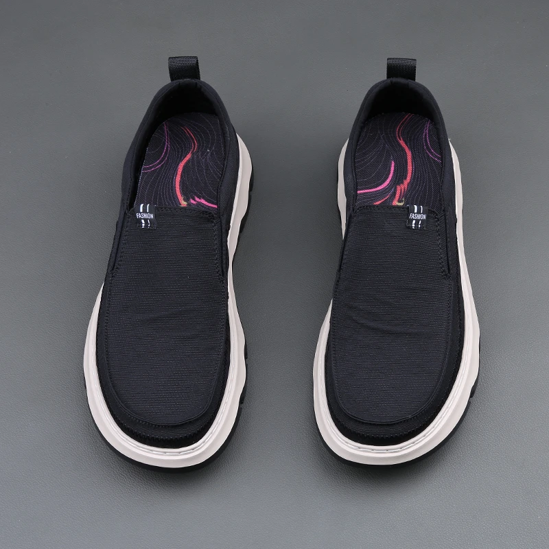 新款黑色轻奢高端简约百搭舒适一脚套薄款透气帆布鞋轻便休闲布鞋