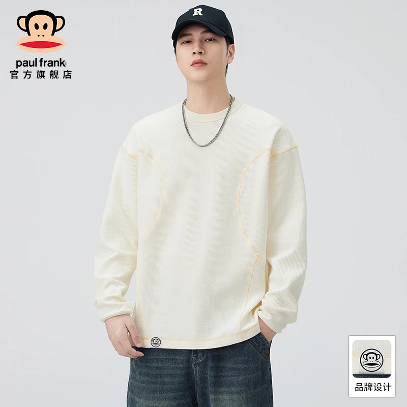 Paul Frank/大嘴猴秋季圆领长袖T恤男士2025新款潮牌休闲宽松上衣
