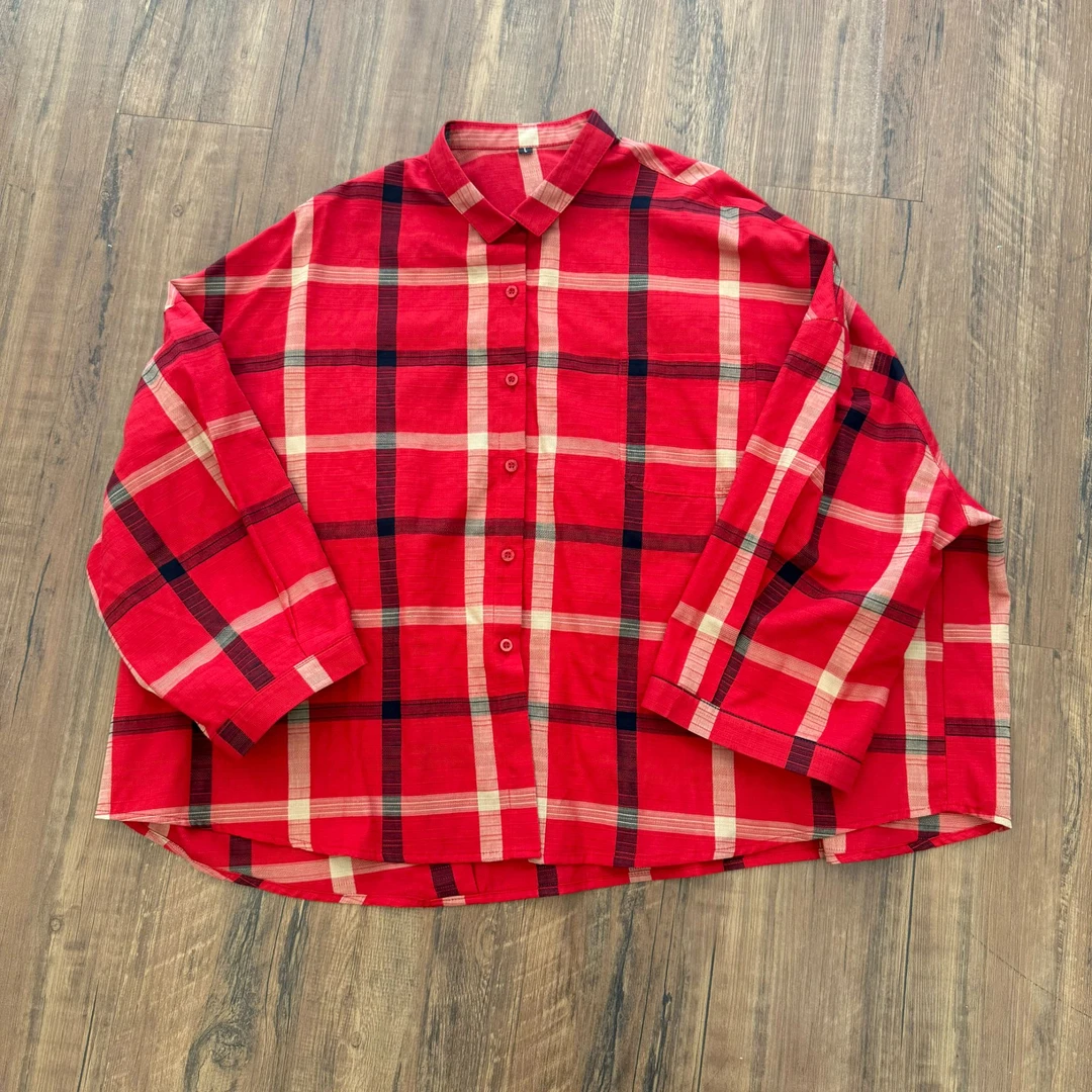 Y8897早秋新款休闲时尚设计师款红格衬衫