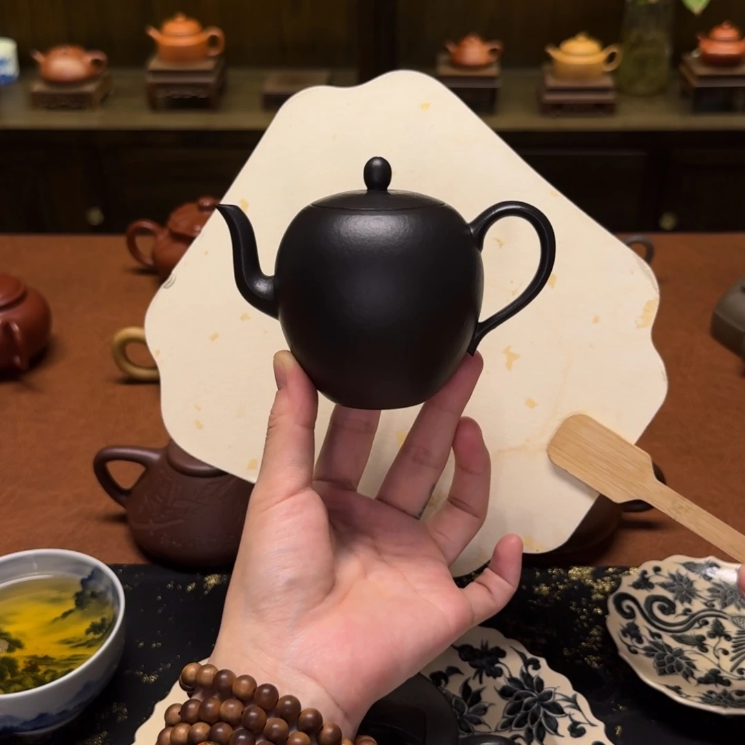 茶壶紫砂210cc，黑美人，小煤窑朱泥捂灰