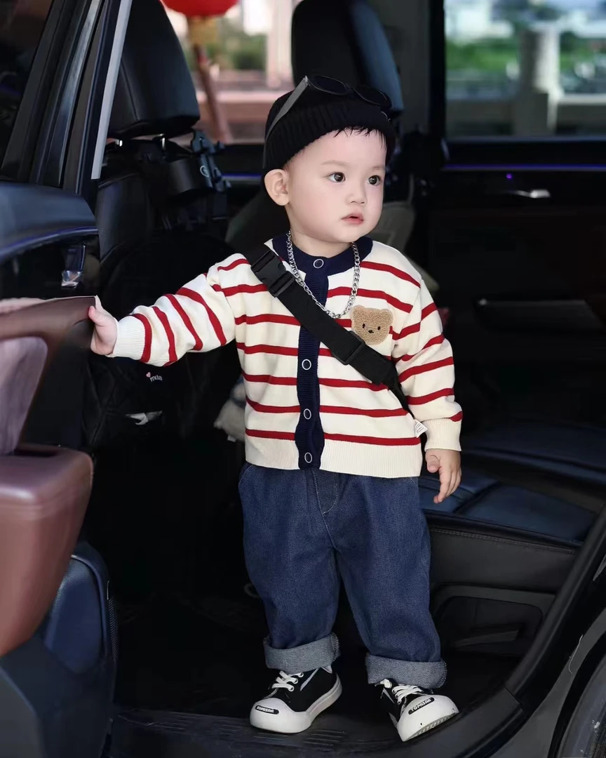 (101-175)儿童韩版秋冬款时尚百搭帅气针织开衫毛衣男童