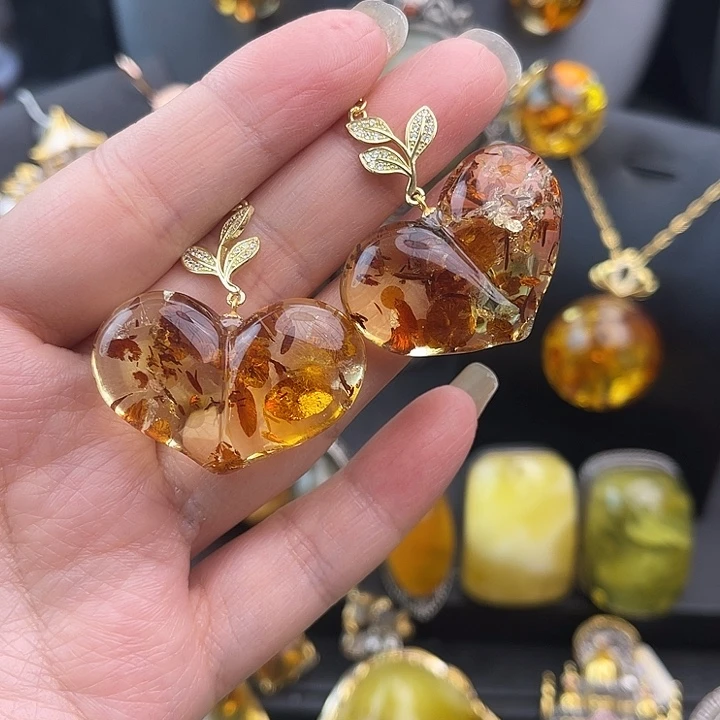 琥珀银S925镶嵌裸石