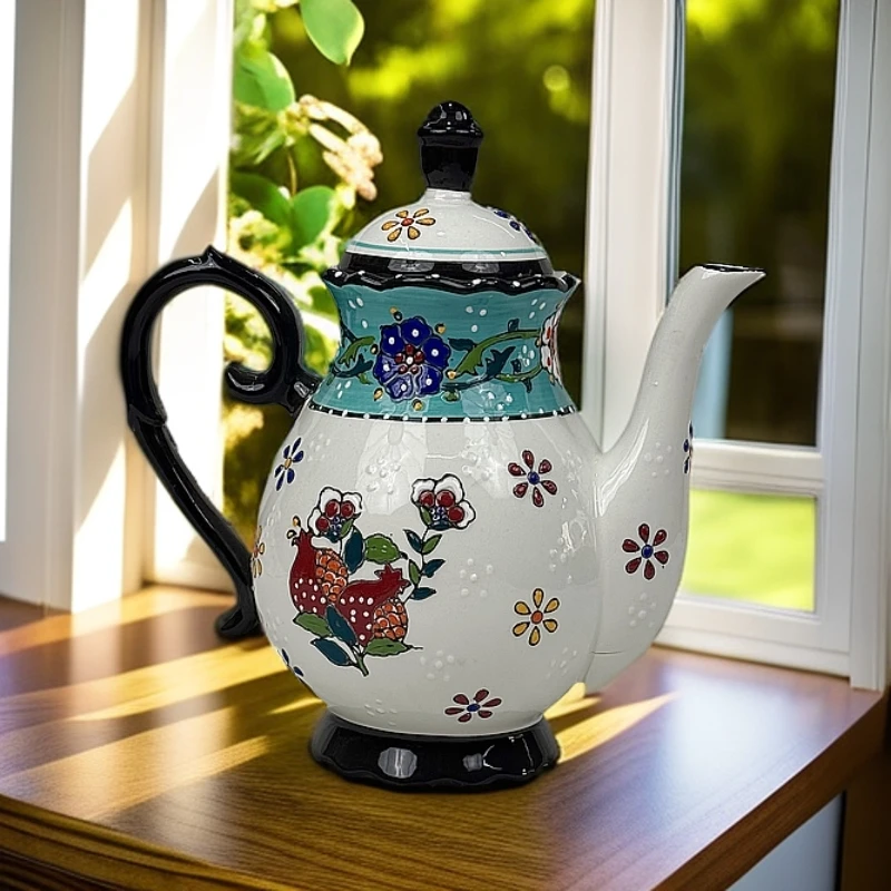 纯手工石榴花纹茶壶1只