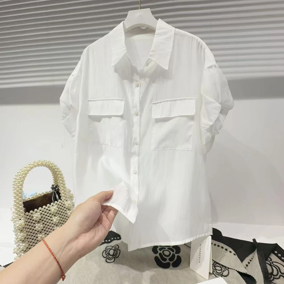 MMC S胸108长67夏季设计感短袖衬衫宽松显瘦气质百搭上衣 8229