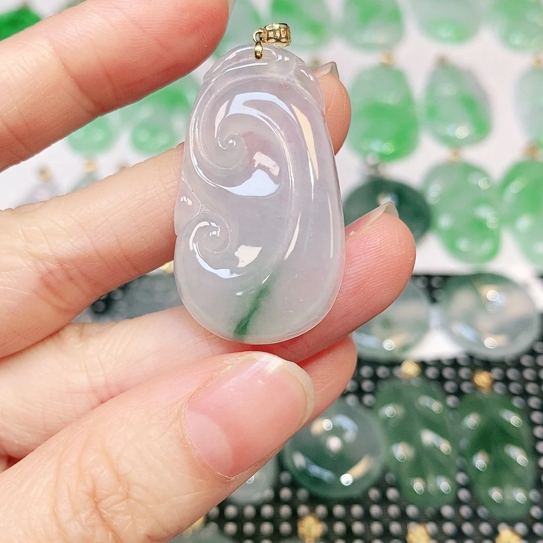 翡翠吊坠(不含链)18K金镶嵌