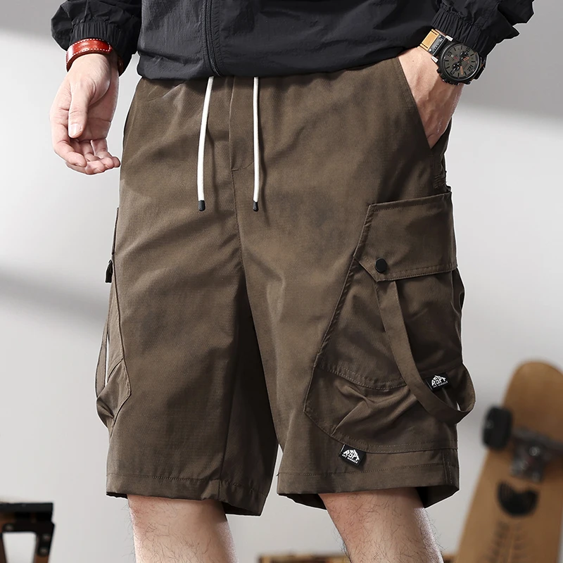 复古工装短裤男潮牌宽松直筒外穿中裤多口袋机能设计感休闲五分裤