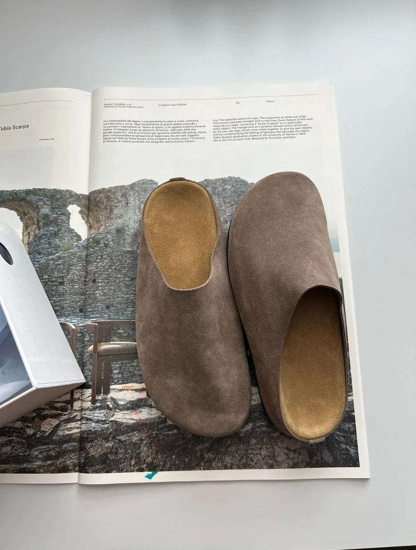 极简ROW系列高级包头舒适软底勃肯鞋头层牛皮女款足弓支撑穆勒拖