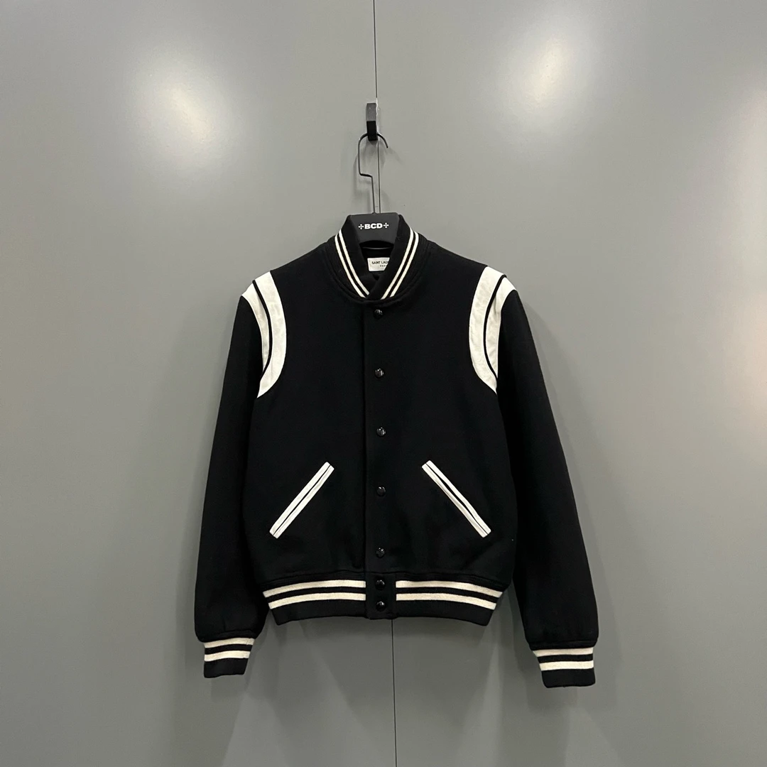 95新 YSL/圣罗兰 yy slp 拼色拼皮棒球服 48码/102644