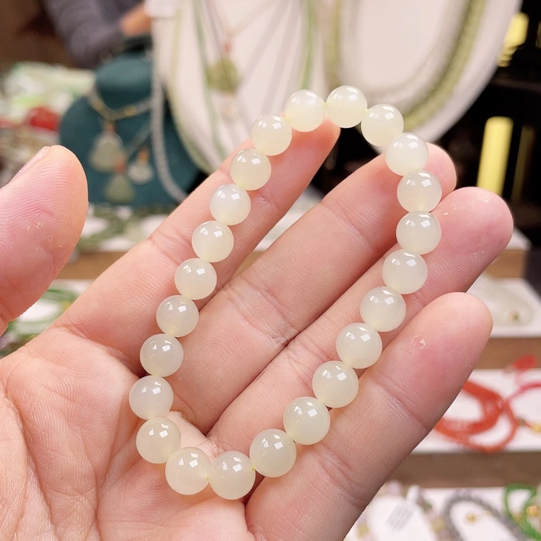 和田玉手链未镶嵌D**心8