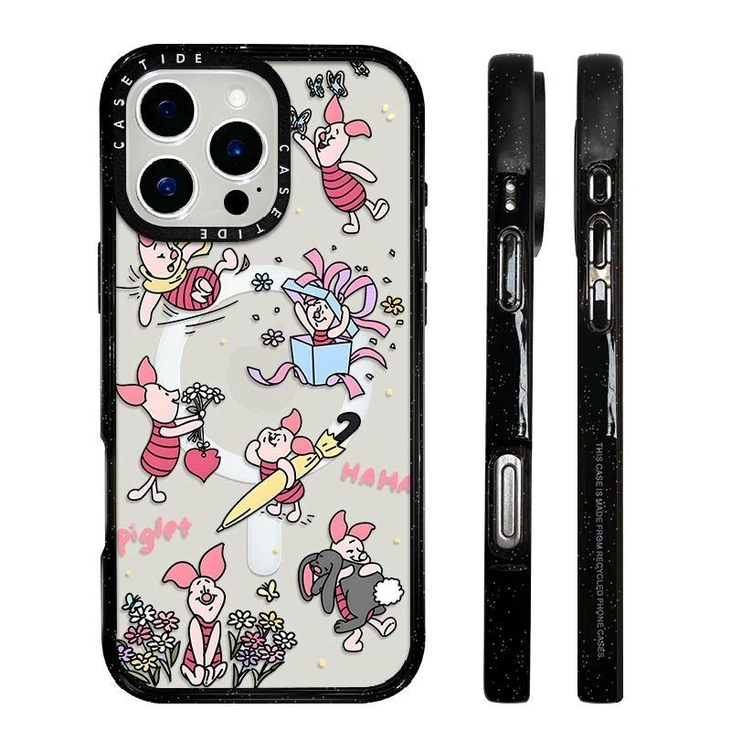 CASETIDE维尼熊小猪iPhone16promax亚克力磁吸卡通可爱苹果手机壳