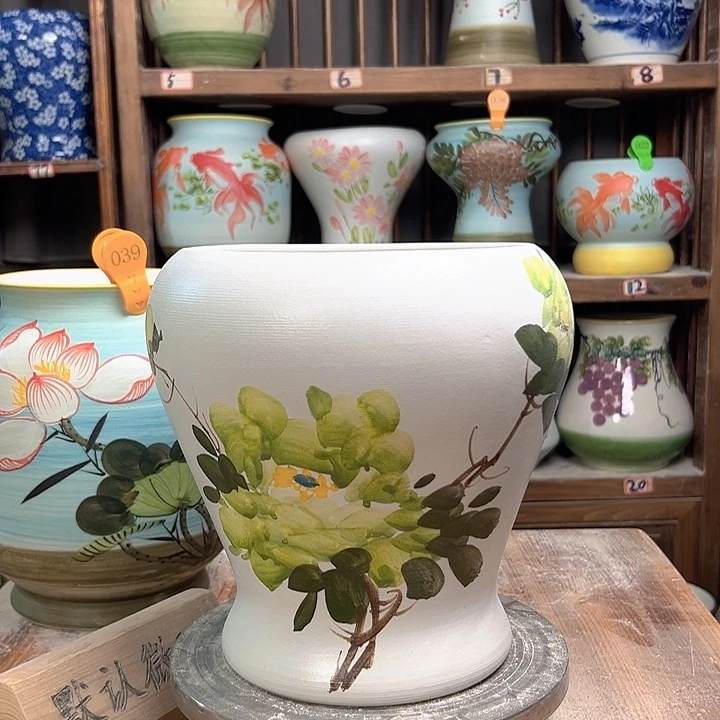 陶鱼尾绿绿牡丹新款陶瓷陶瓷陶瓷次品