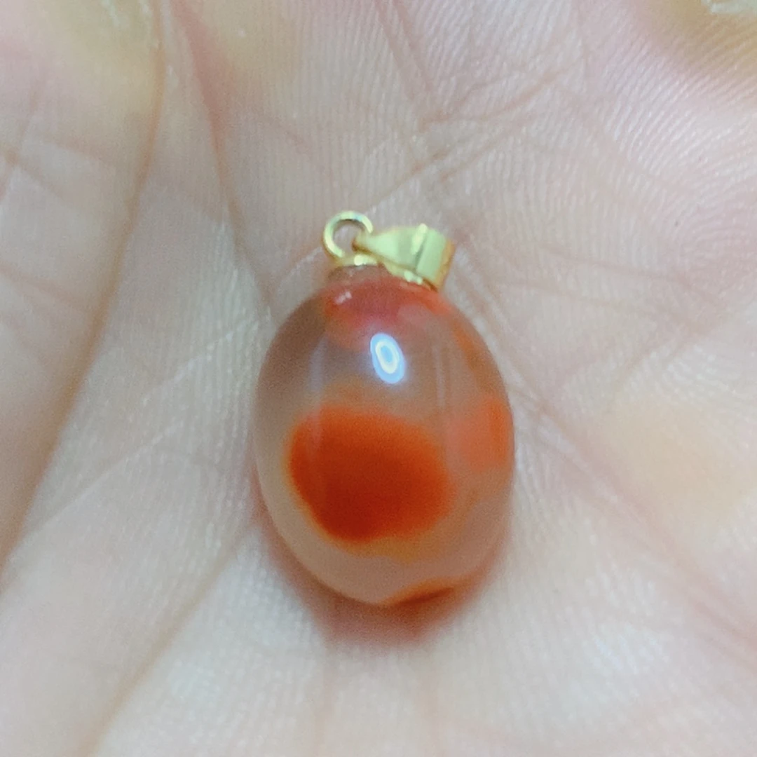 南红玛瑙银S925镶嵌吊坠(不含链)