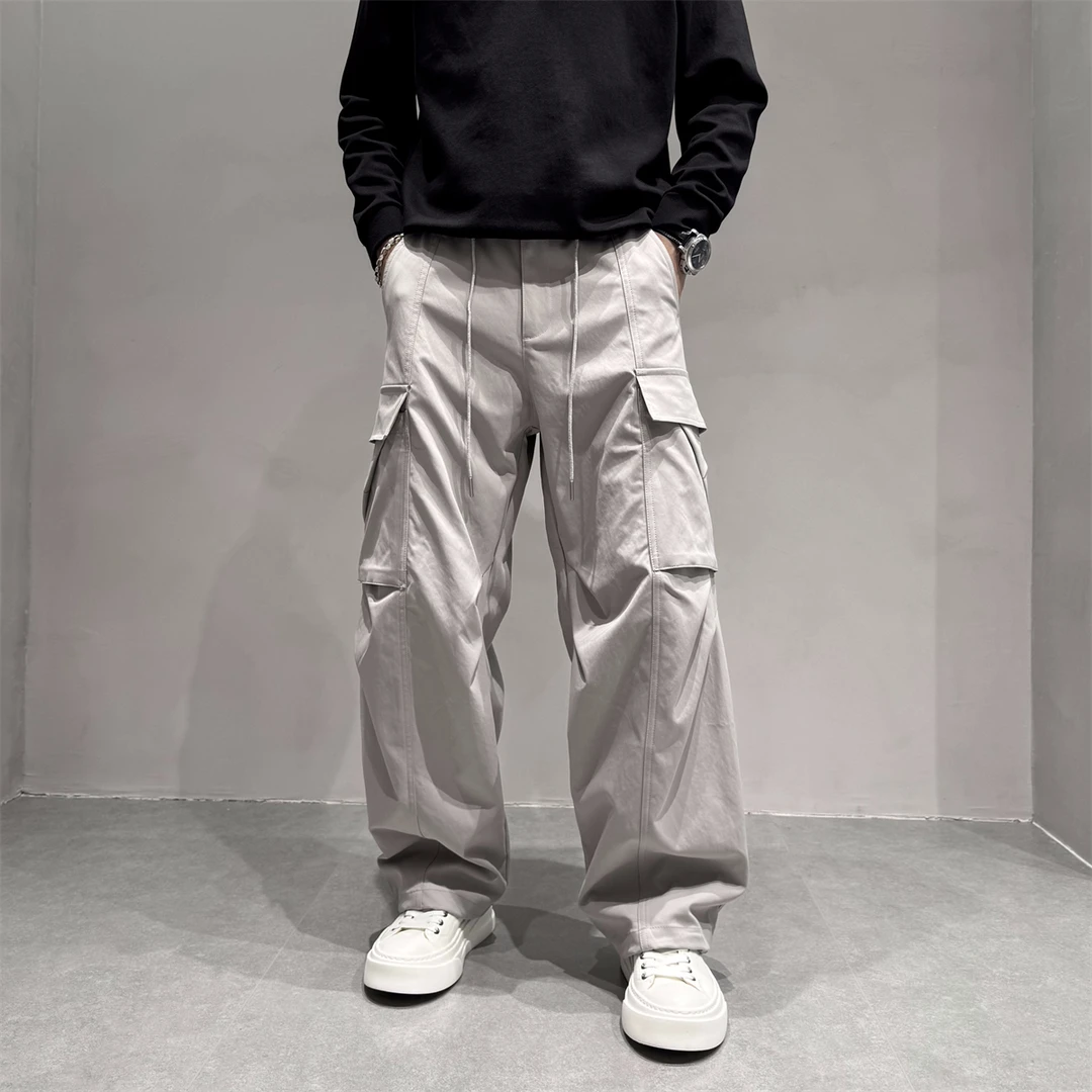 美式休闲痞帅大口袋工装裤男秋季山系户外高街百搭宽松直筒阔腿裤