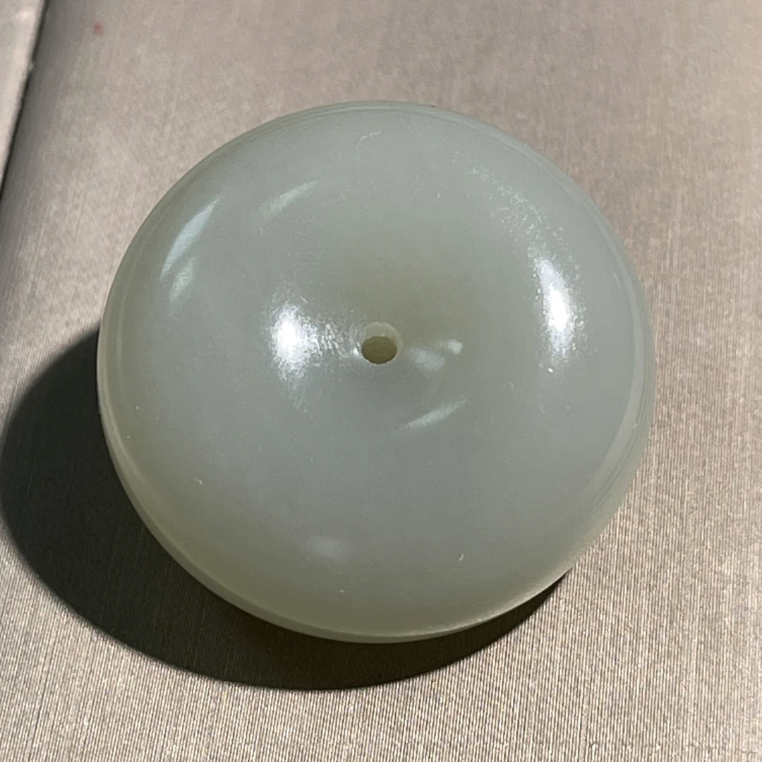 天然和田玉新疆且末青白细料28mm宽12mm平安扣吊坠一物一证过灯