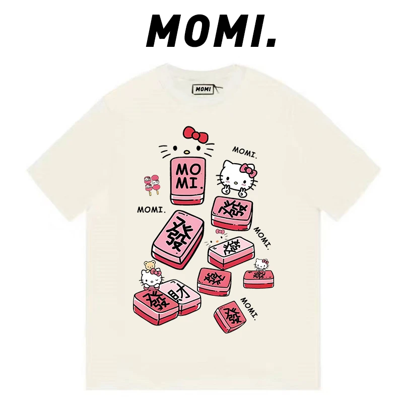 【MOMI】无感印花！发财Kitty 260克纯棉重磅短袖女宽松休闲百搭T恤