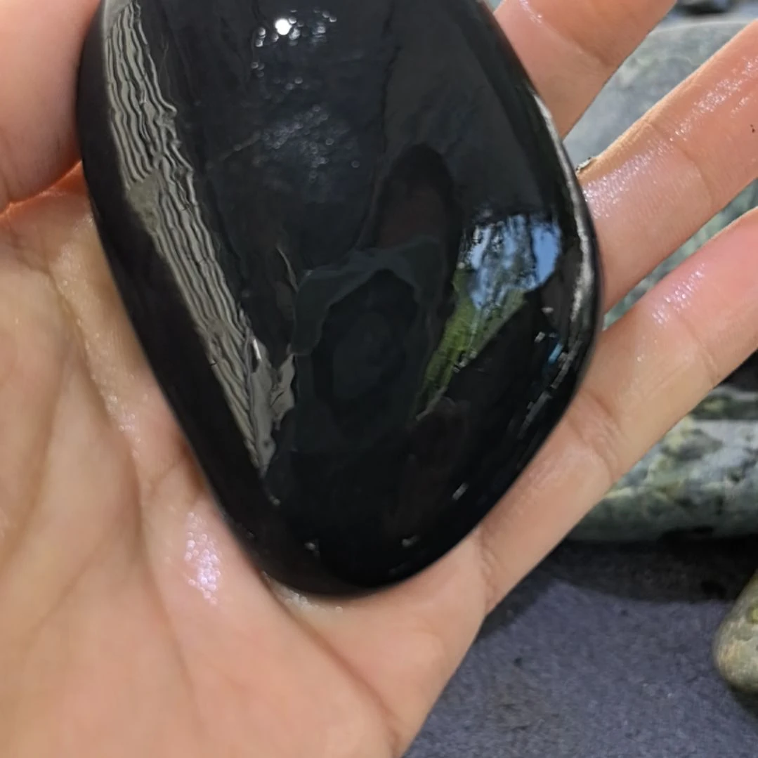 硫***幺有机玻璃藏玉药王石原石手把件一个