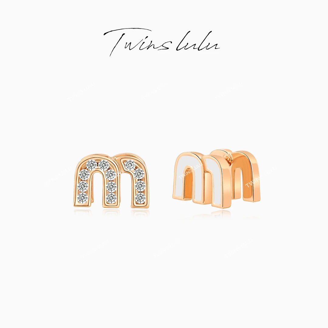 TWINS LULU 双十一意大利简约风气质珐琅独特M字母耳环TSL917