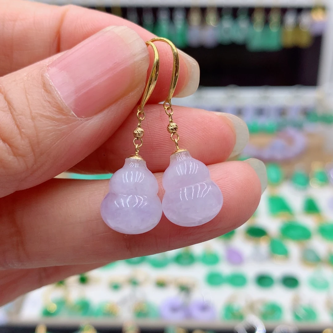 翡翠18K金镶嵌耳饰