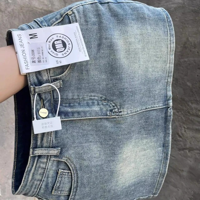 美式复古高街牛仔半身裙女秋季新款高腰弹力显瘦包臀裙防走光短裙