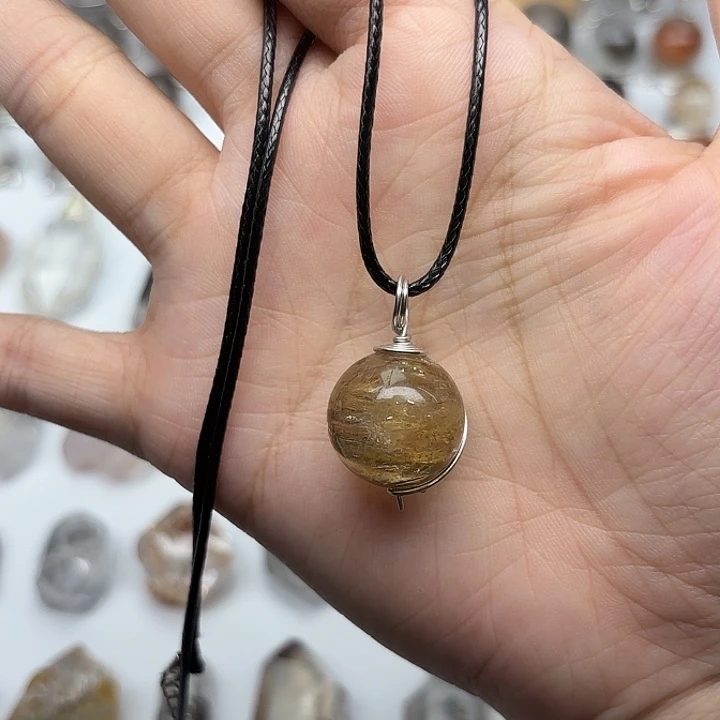 水晶未镶嵌颈饰17mm+黄泥闪灵钻圆珠项链