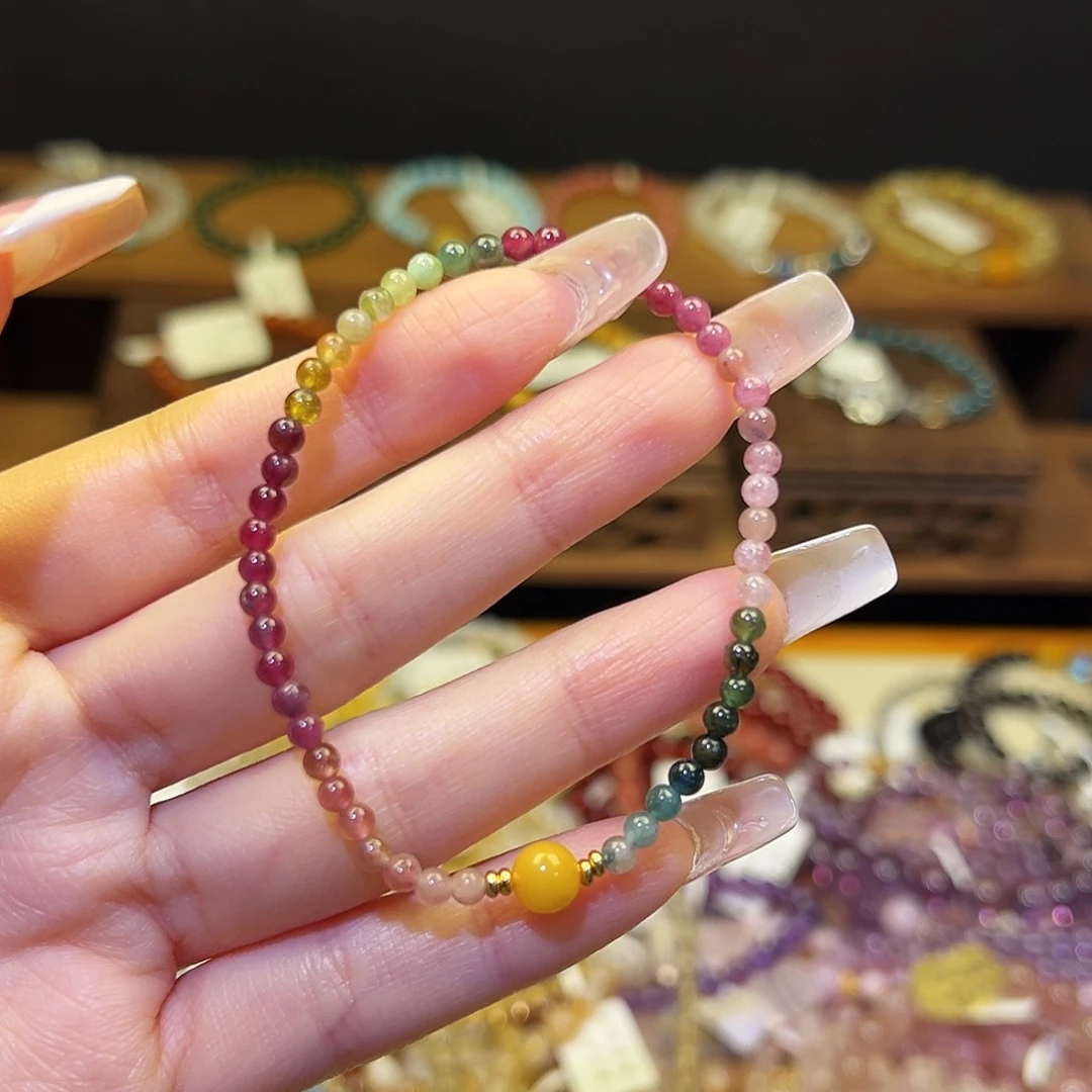 烟晶手链银S925镶嵌碧玺1341