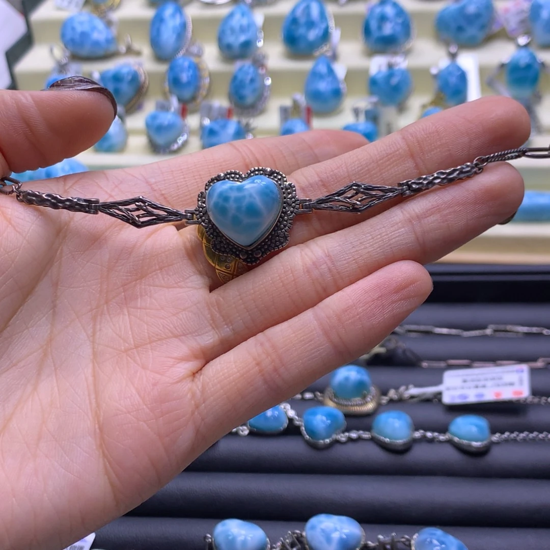 针钠钙石（海纹石）未镶嵌手链蛋面手链色差略异