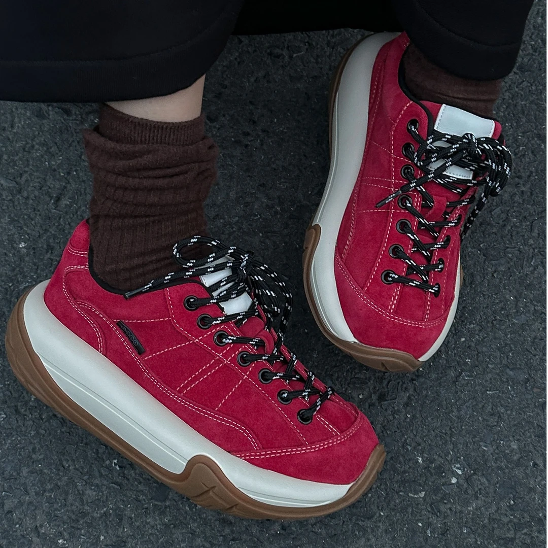 J036-1C SGIRL TWTW复古磨砂皮轮胎厚底老爹鞋新款轻软百搭休闲鞋